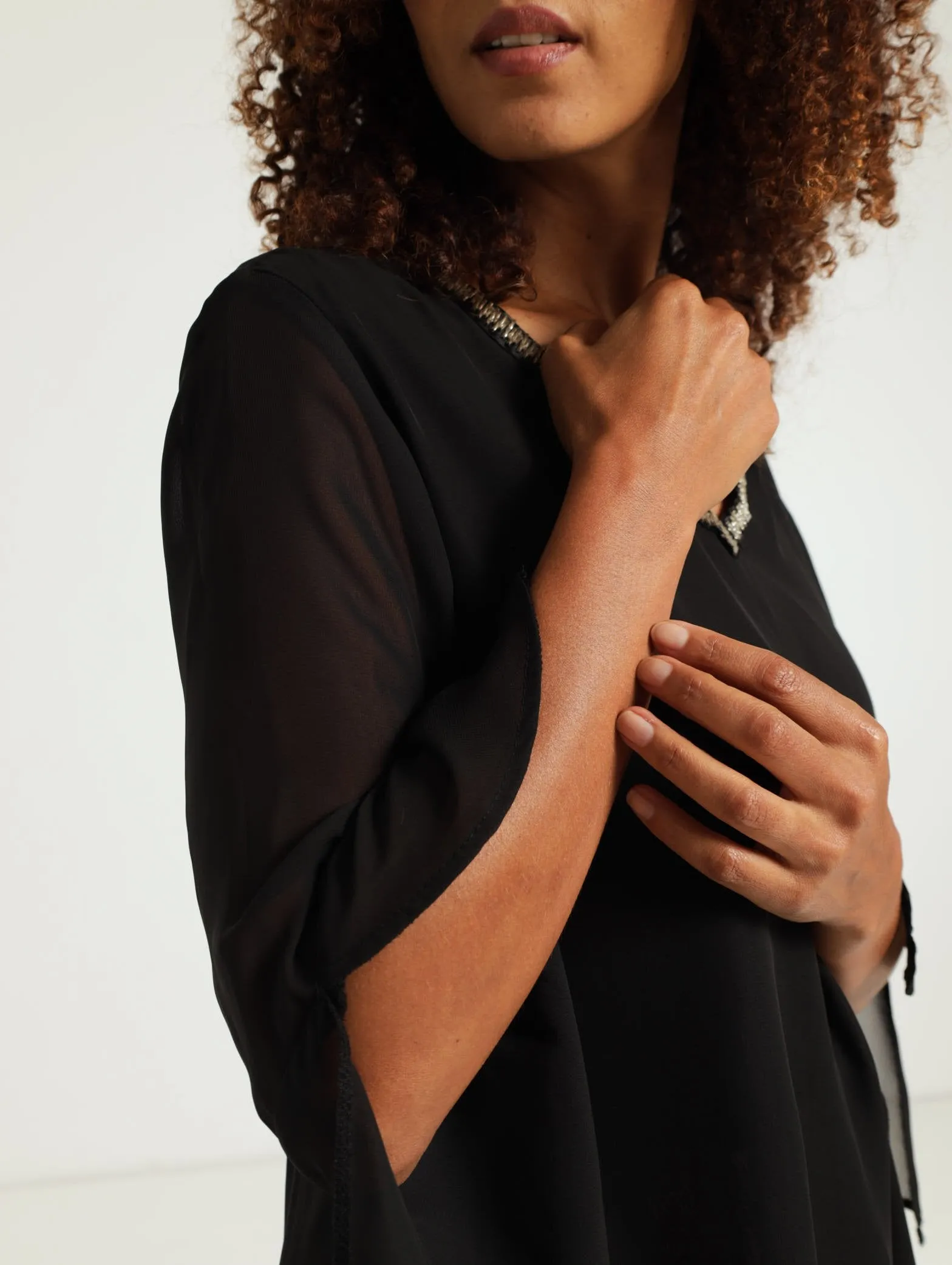 Chiffon Blouse With Bling - Black