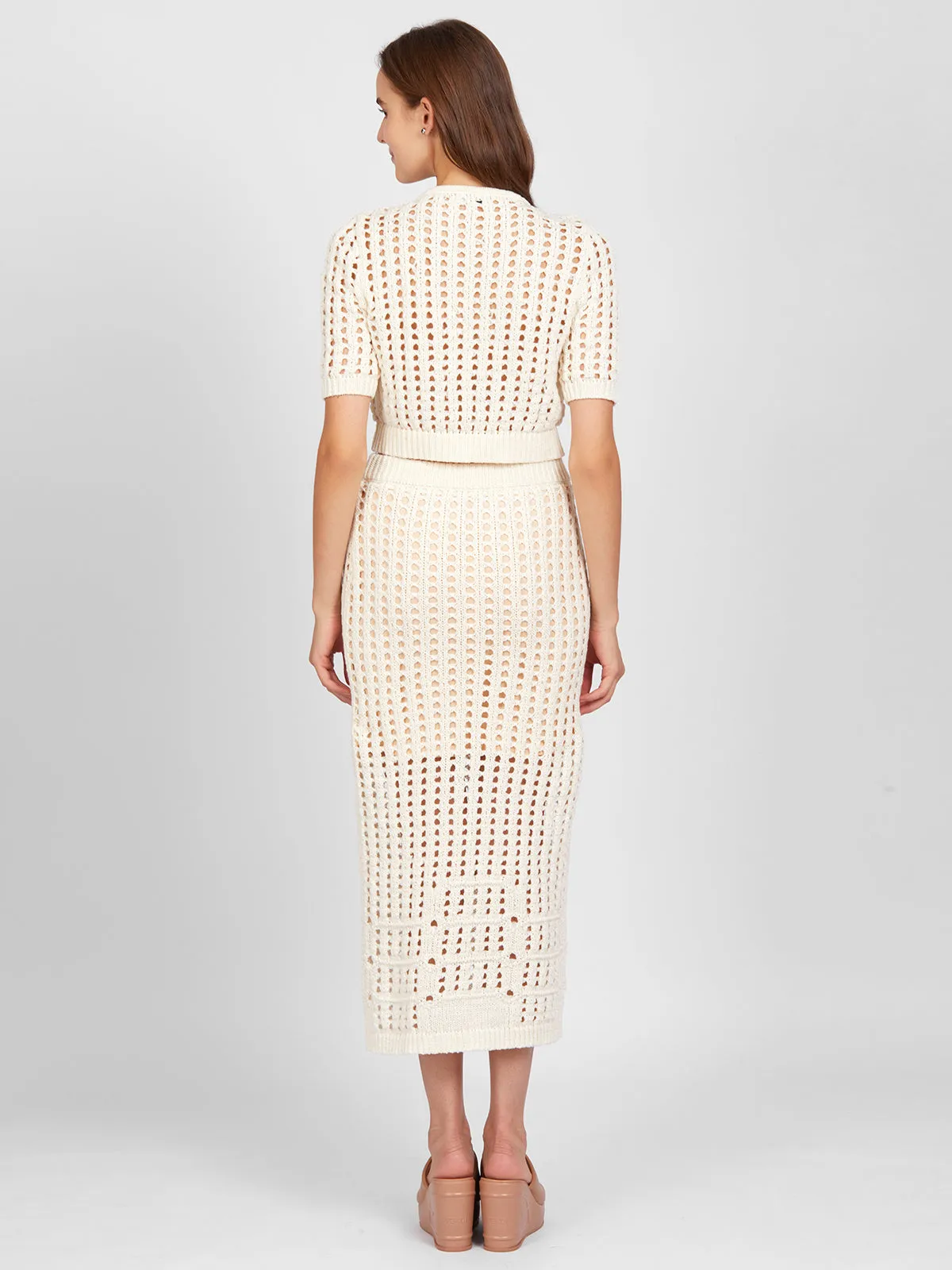 Christina: Open Stitch Midi Skirt