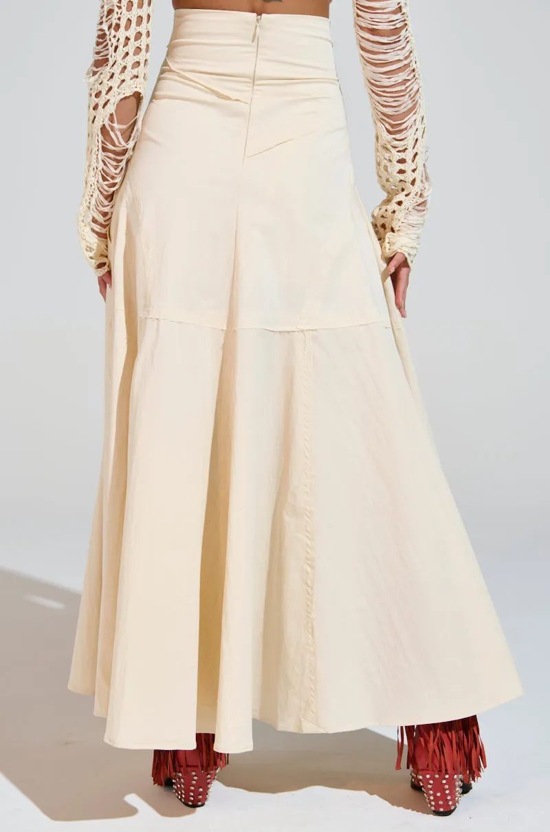 CLAIRE EXPOSED SEAMS MIDI SKIRT