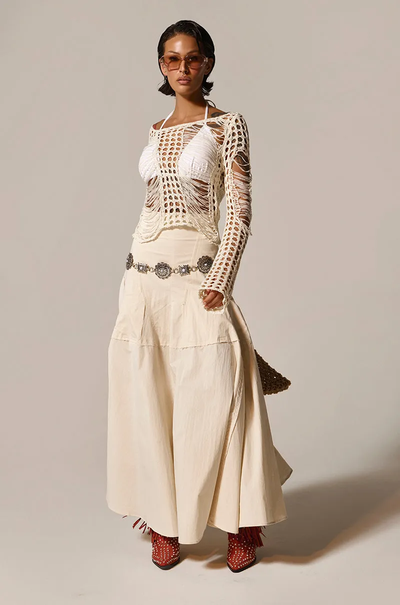 CLAIRE EXPOSED SEAMS MIDI SKIRT