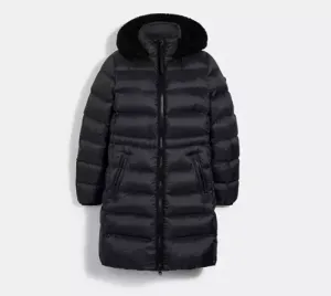 coach monagram lined long puffer coat