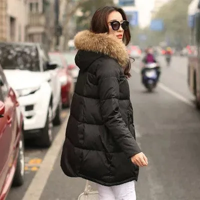 Coats Jackets Parka Hooded Jacket Women Fur Collar Coat Women Zipper Women's Jacket H51604