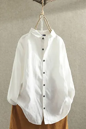Cotton And Linen Solid Color Shirt
