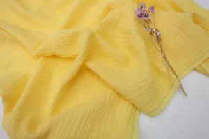 Cotton Linen Double Gauze, Crinkle Gauze, Yoryu Gauze in 4 Colors - Yellow, Sky Blue, Charcoal or Peach Pink - By the Yard 105971
