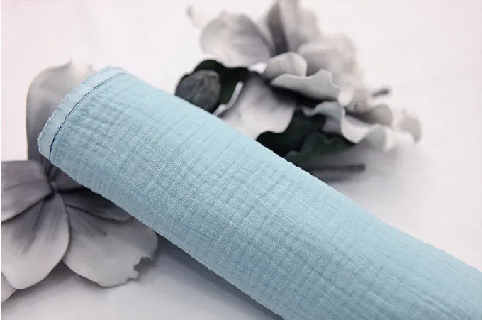 Cotton Linen Double Gauze, Crinkle Gauze, Yoryu Gauze in 4 Colors - Yellow, Sky Blue, Charcoal or Peach Pink - By the Yard 105971