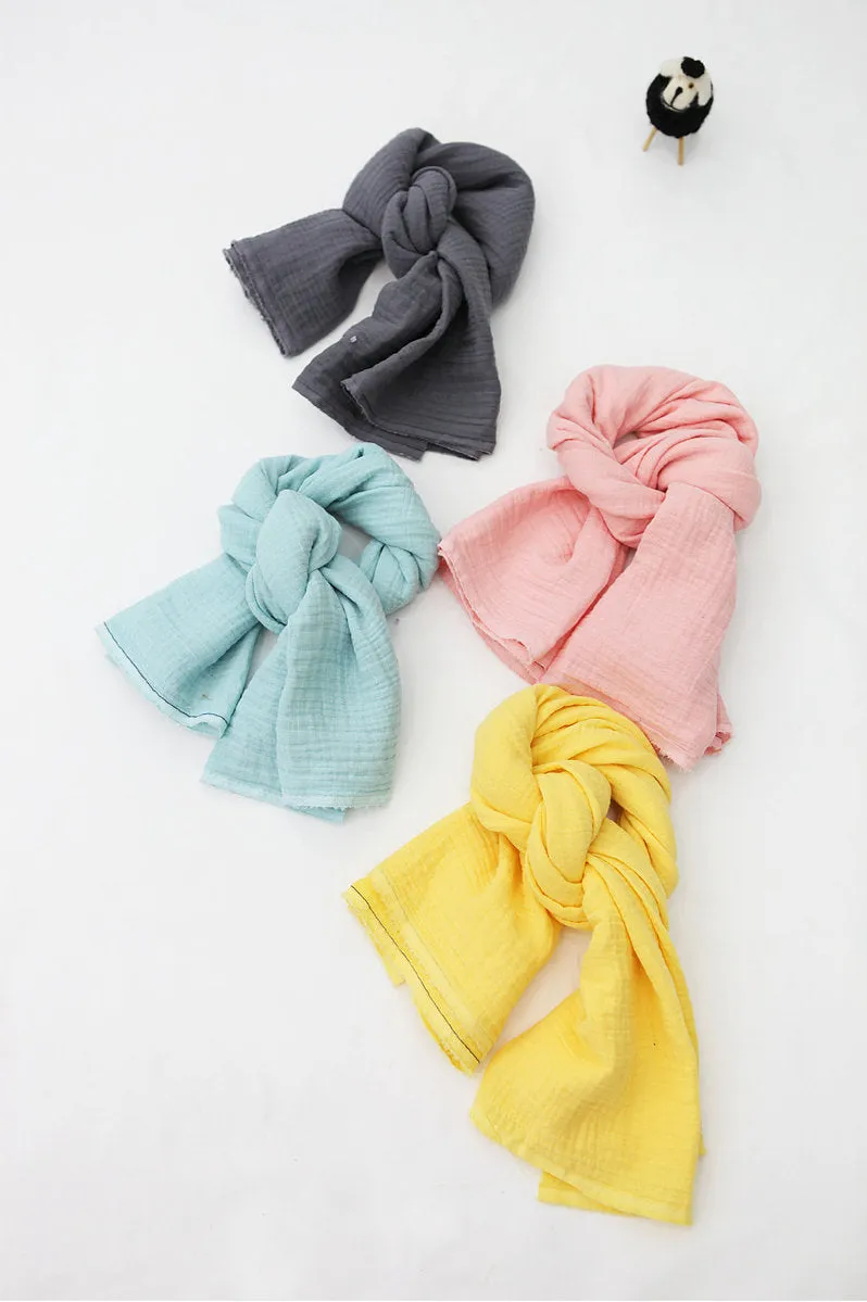 Cotton Linen Double Gauze, Crinkle Gauze, Yoryu Gauze in 4 Colors - Yellow, Sky Blue, Charcoal or Peach Pink - By the Yard 105971