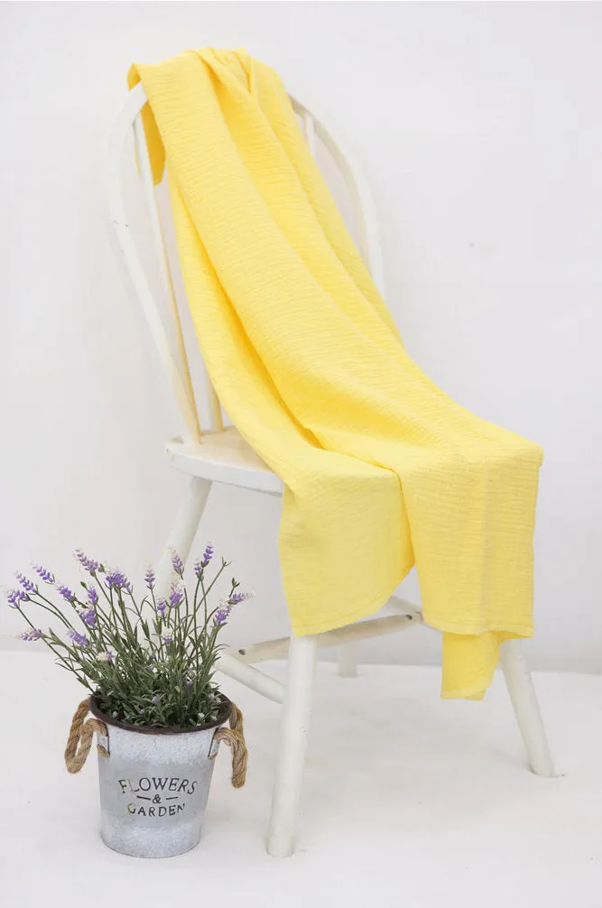 Cotton Linen Double Gauze, Crinkle Gauze, Yoryu Gauze in 4 Colors - Yellow, Sky Blue, Charcoal or Peach Pink - By the Yard 105971