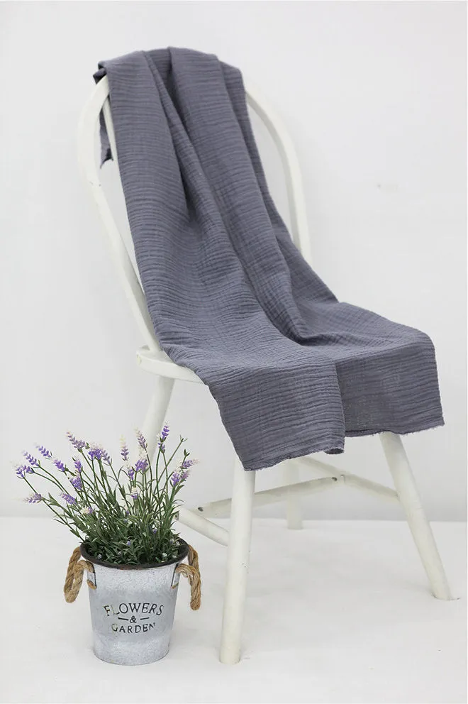 Cotton Linen Double Gauze, Crinkle Gauze, Yoryu Gauze in 4 Colors - Yellow, Sky Blue, Charcoal or Peach Pink - By the Yard 105971