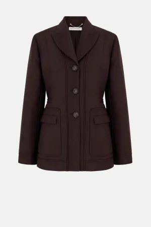 Courtney Tailored Jacket in Brown Merino Wool
