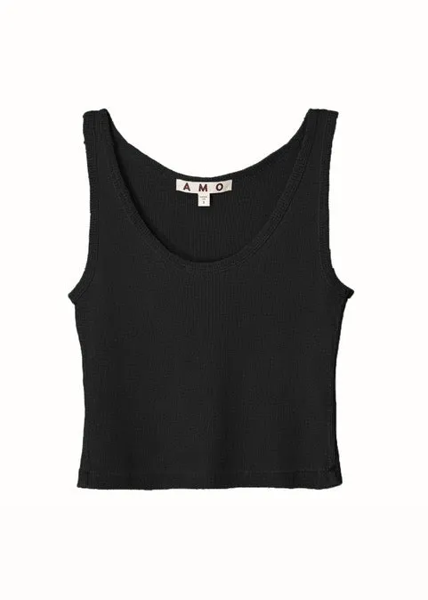 Crop Rib Tank (Black)