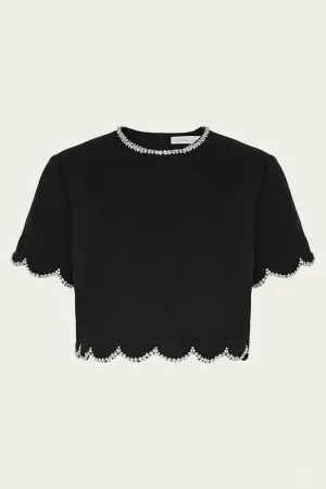 Crush Scalloped Top in Black