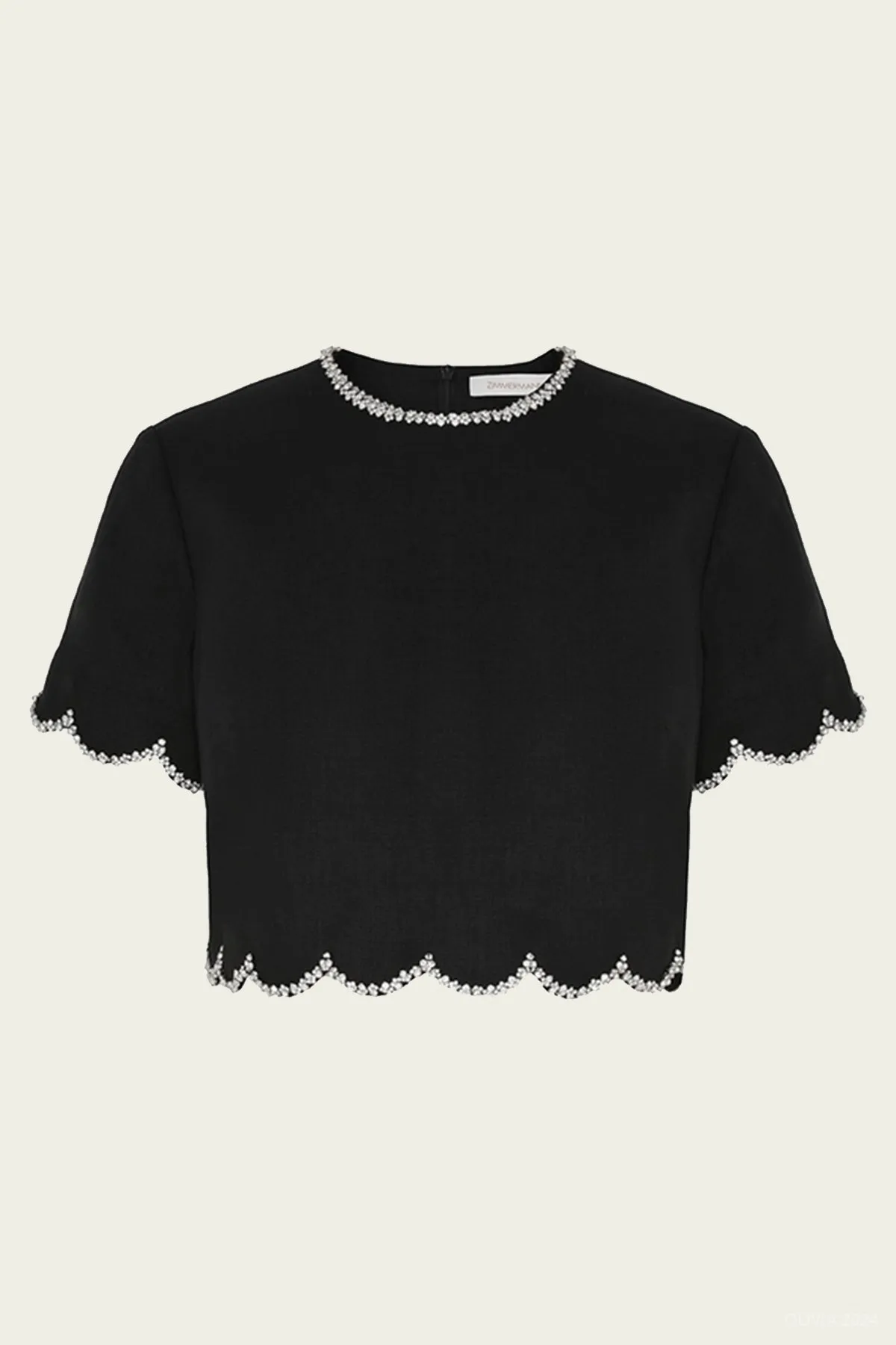 Crush Scalloped Top in Black