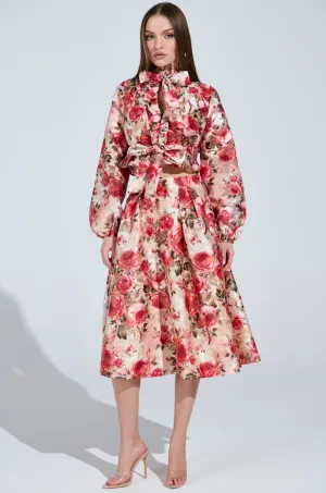 DANCE WITH ME FLORAL MIDI SKIRT