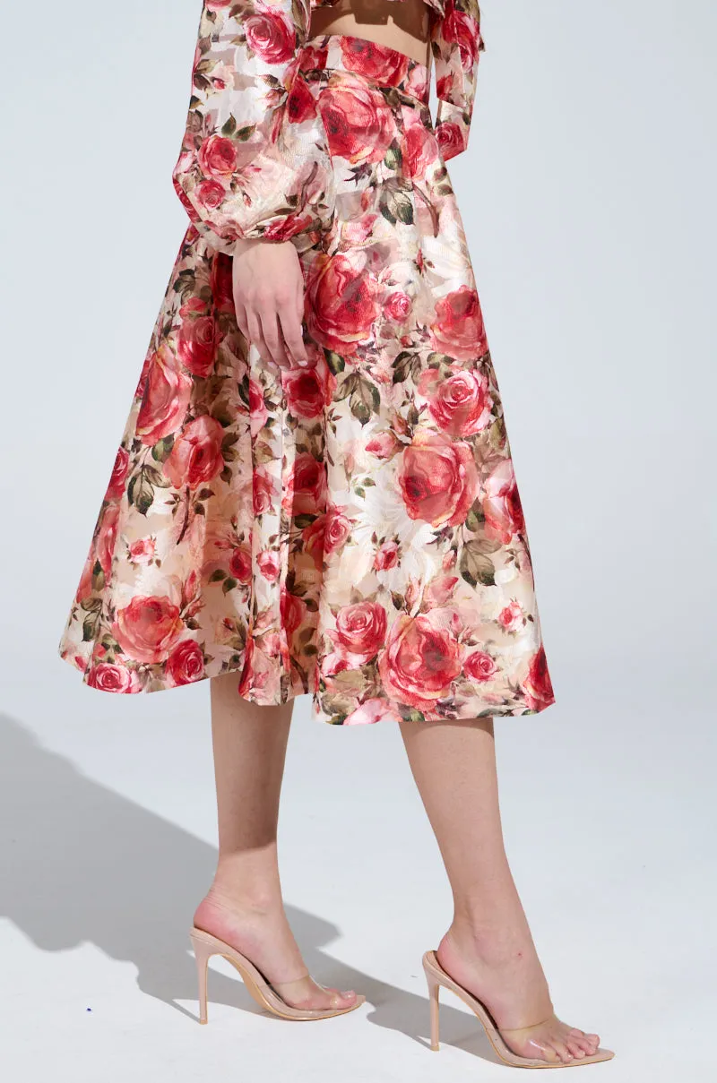 DANCE WITH ME FLORAL MIDI SKIRT