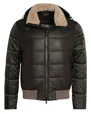 Dark Brown Hooded Puffer Jacket
