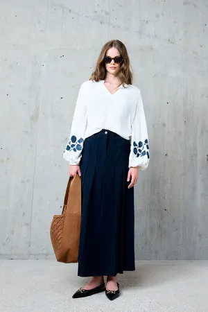 DELIA ECRU EMBROIDERED BLOUSE