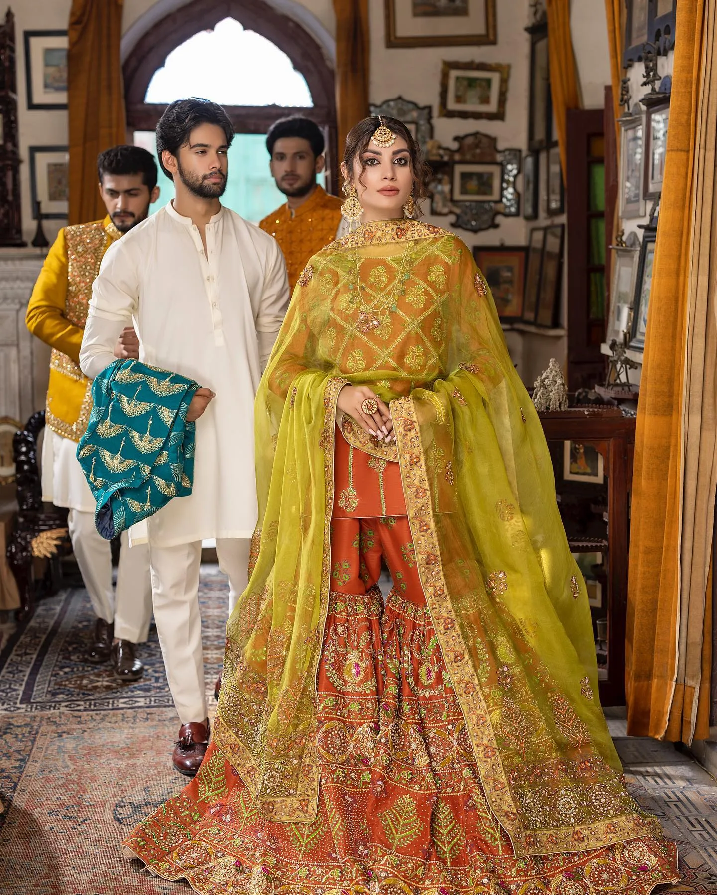 Desi Wedding Dress in Gharara Kameez Dupatta Style