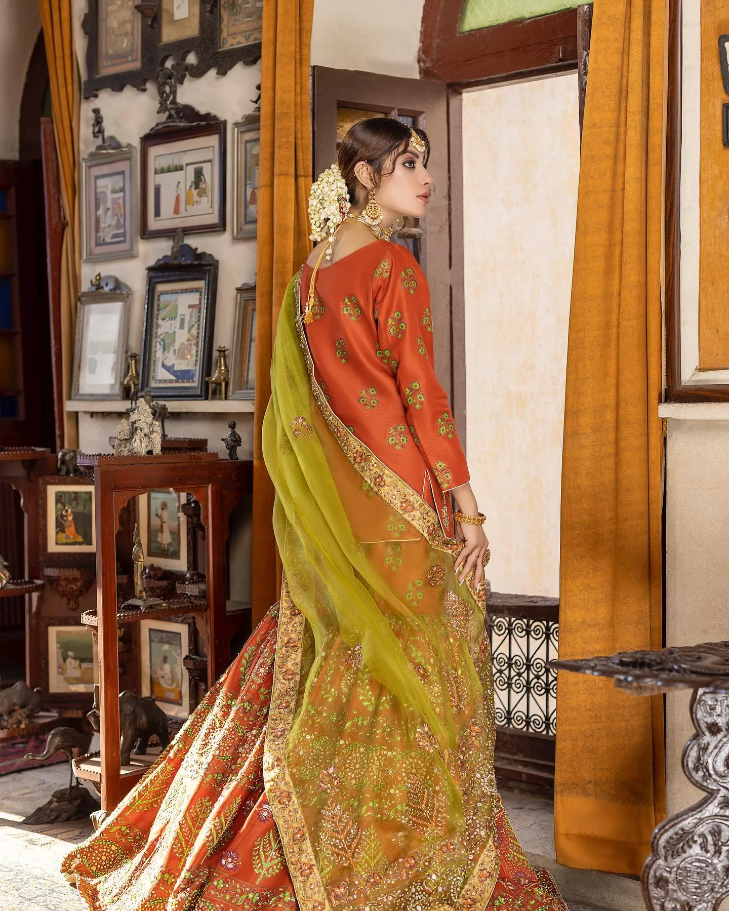 Desi Wedding Dress in Gharara Kameez Dupatta Style
