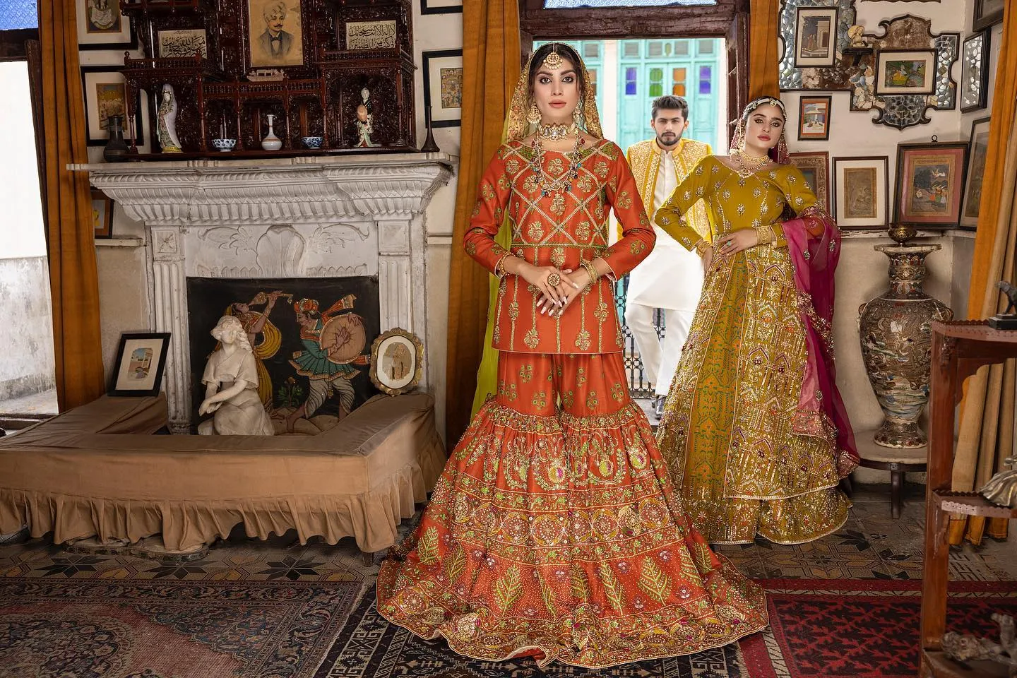 Desi Wedding Dress in Gharara Kameez Dupatta Style