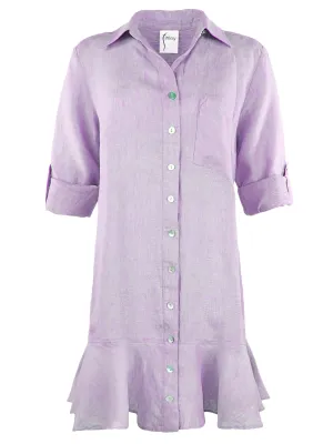 Drop Waist Float Shirt Dress Lilac Washed Linen