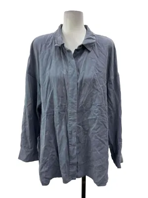 Dusty Blue Baggy Button Blouse