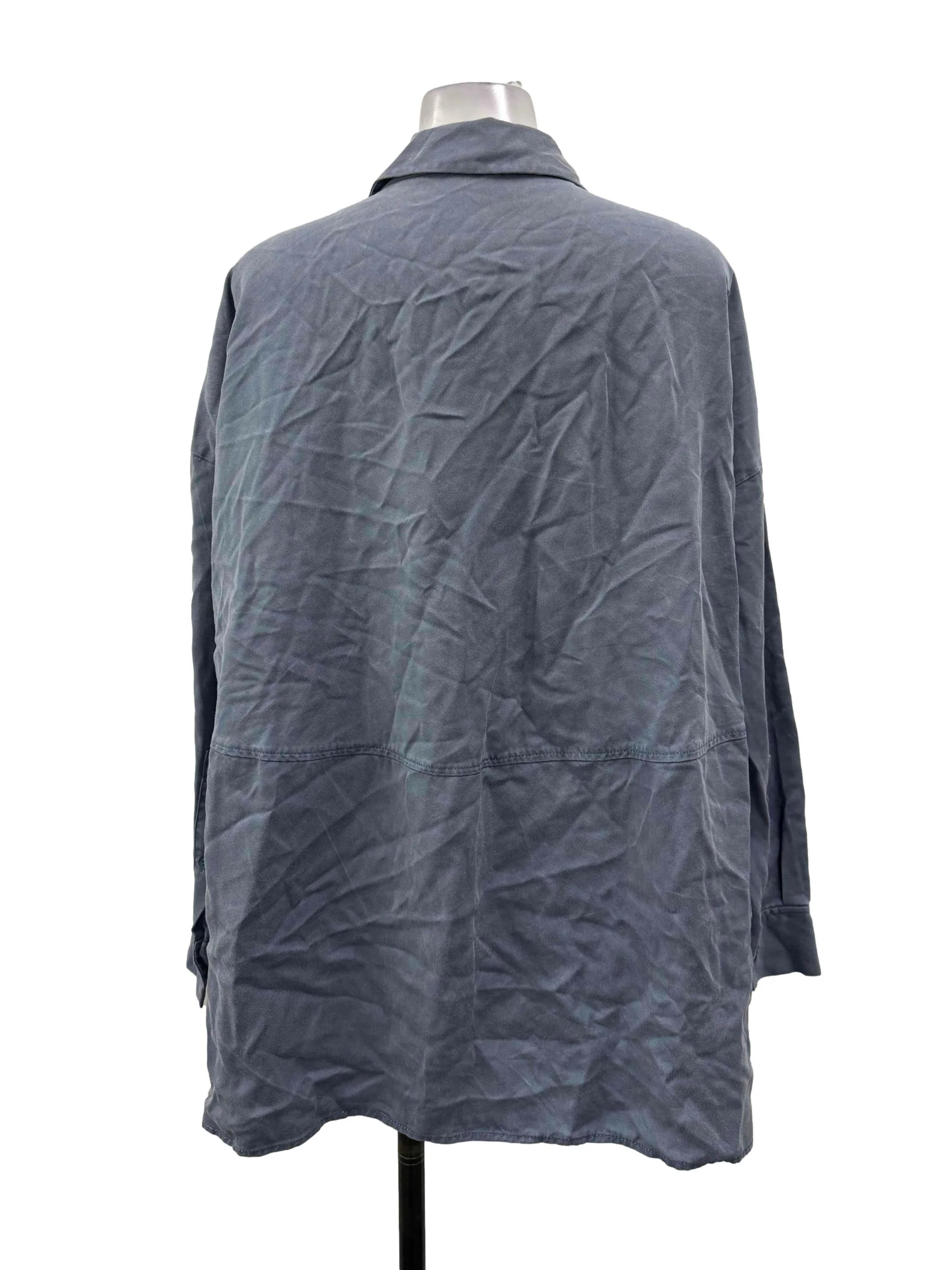 Dusty Blue Baggy Button Blouse