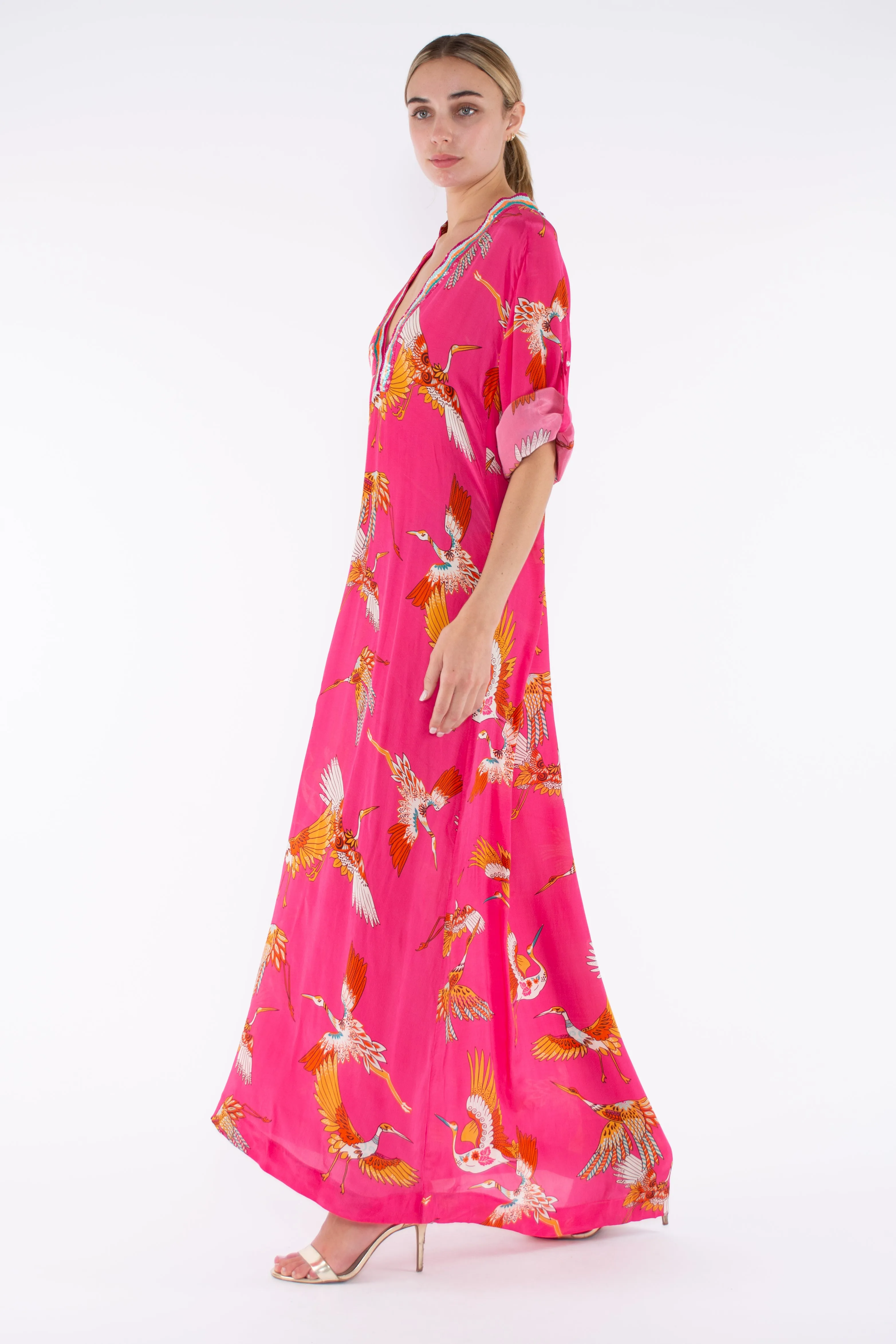 EBONY DRESS - FUXIA BOHO HIRO BIRDS
