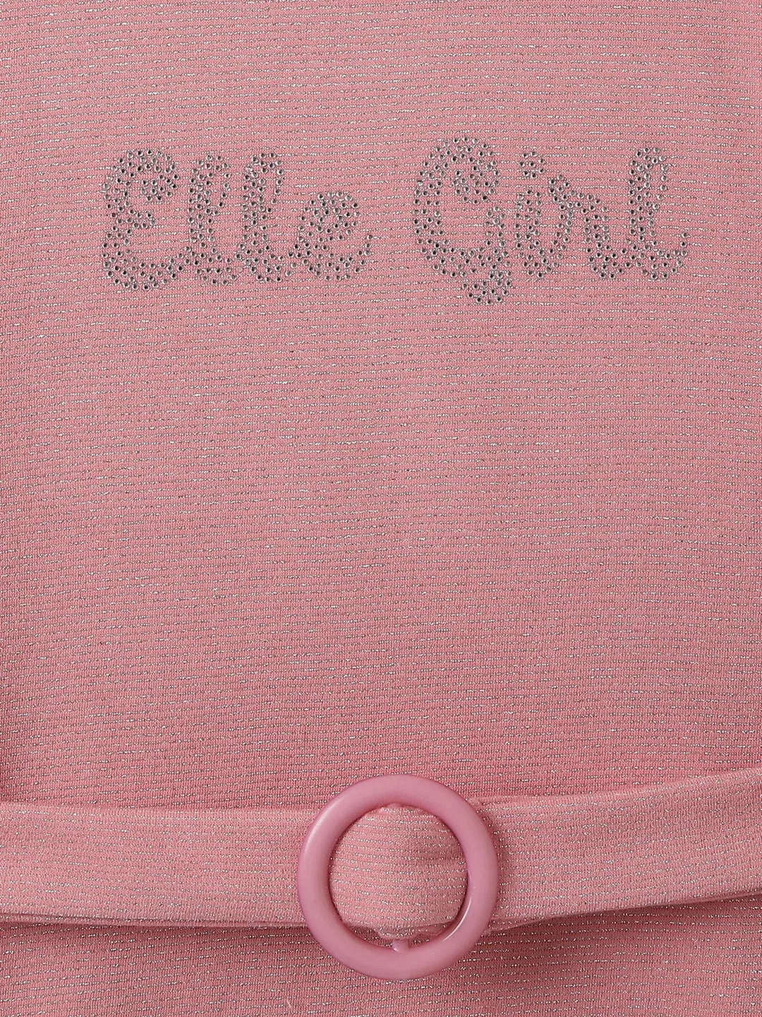 Elle Girls Pink Embellished Round Neck Full Sleeves Shift Dress
