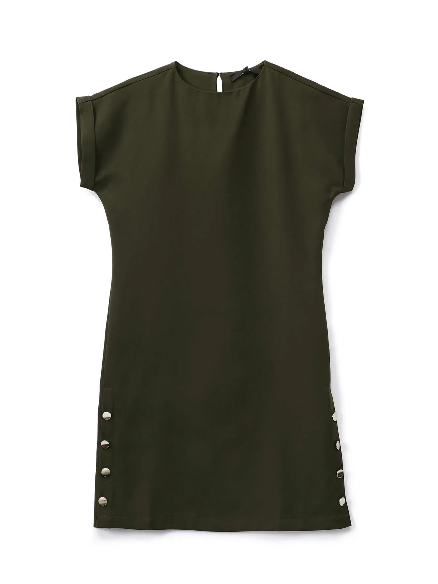 Elwood Side Button Shift Dress - Olive Green