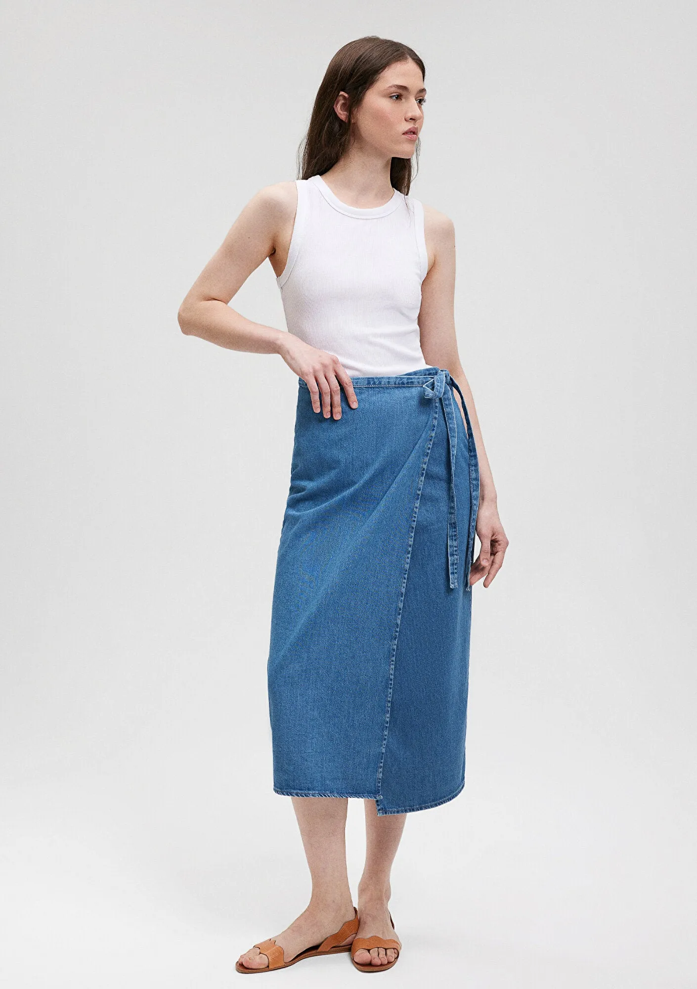 Envelope Midi Denim Skirt