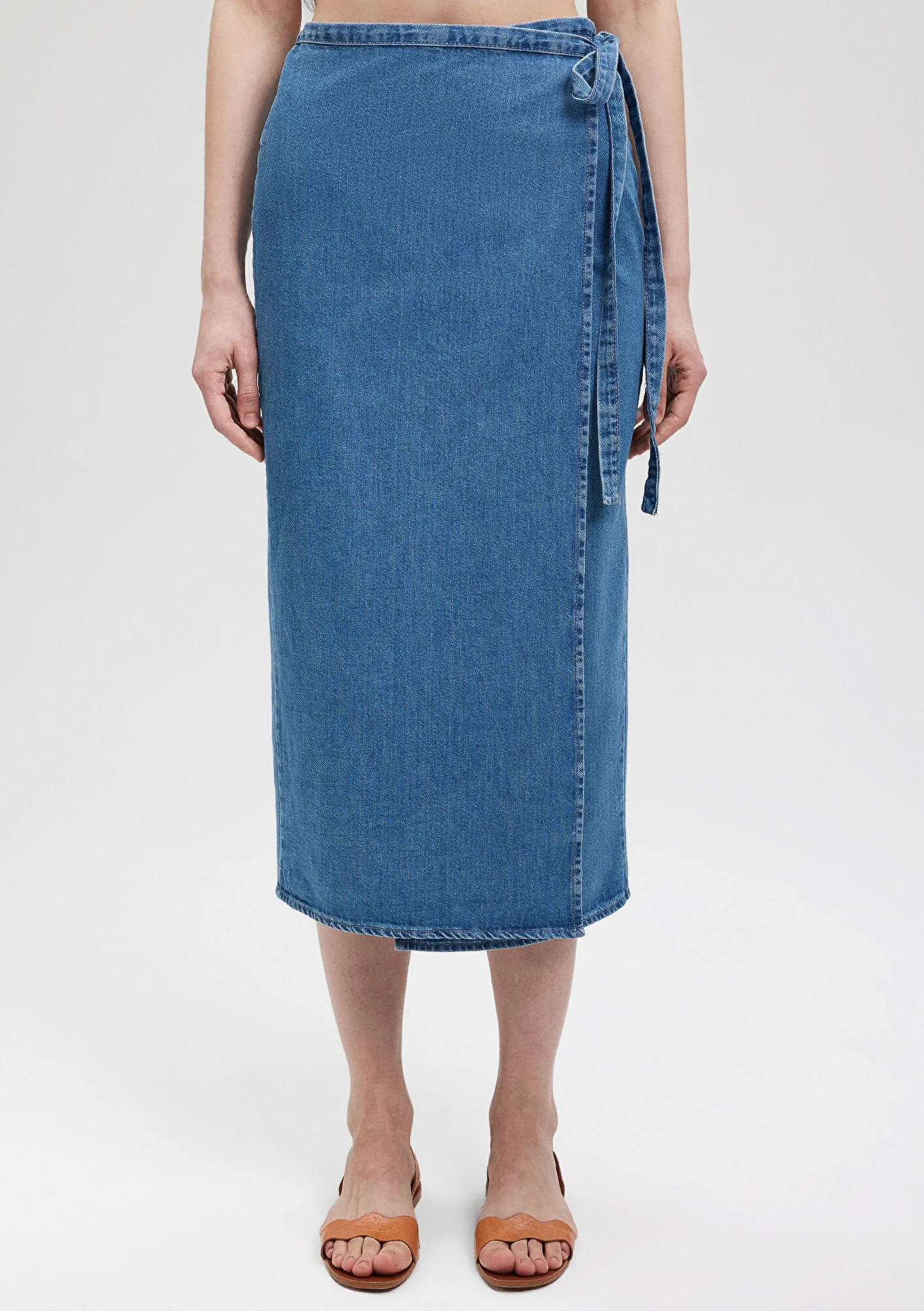 Envelope Midi Denim Skirt