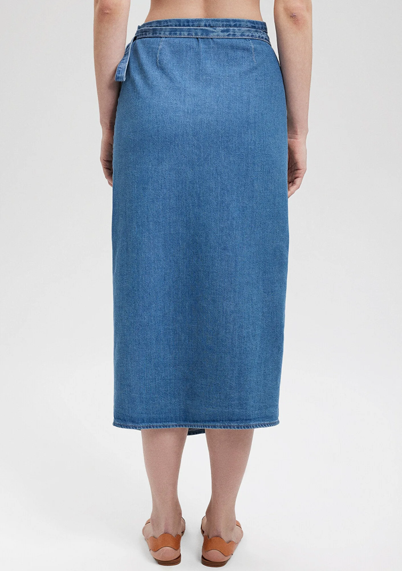 Envelope Midi Denim Skirt