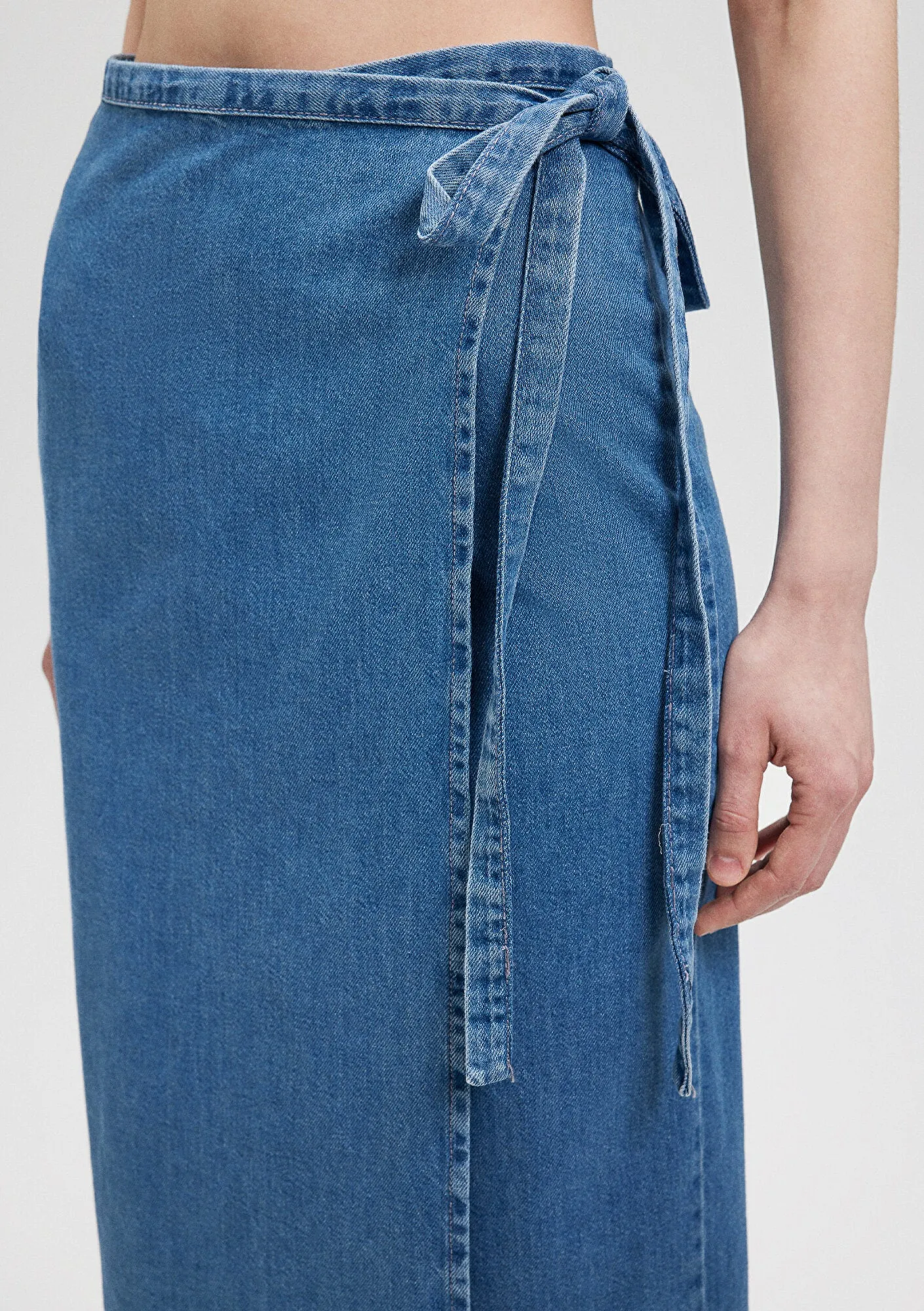 Envelope Midi Denim Skirt