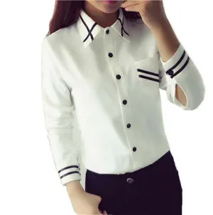 Fashion female elegant bow tie white blouses Chiffon turn down collar shirt Ladies tops school blouse Women Plus Size NS1010
