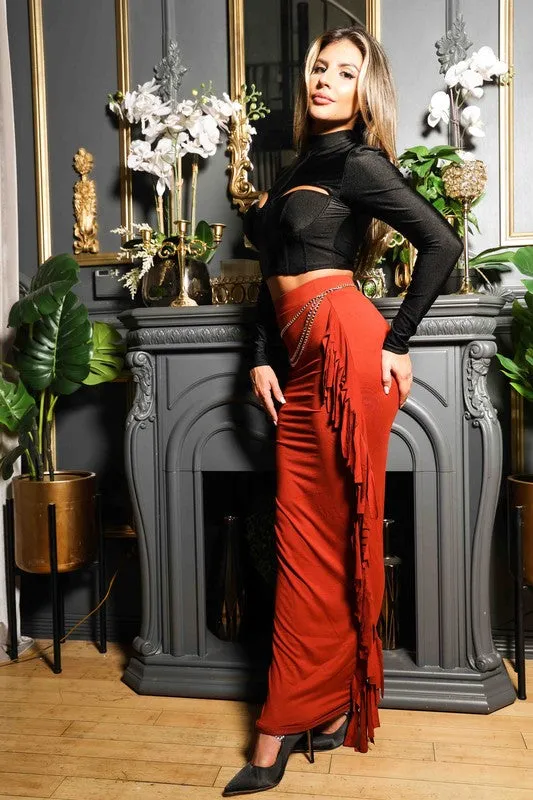 Fiesta Fringe Maxi Skirt