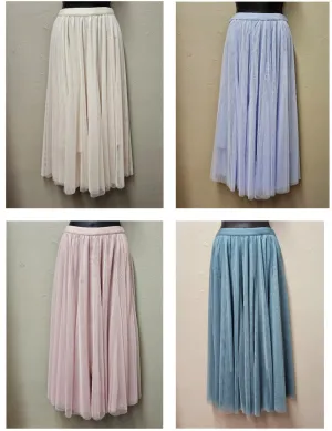 FINAL SALE WAS $59.99  4 Color Ways - Elegant Long Tulle Skirt