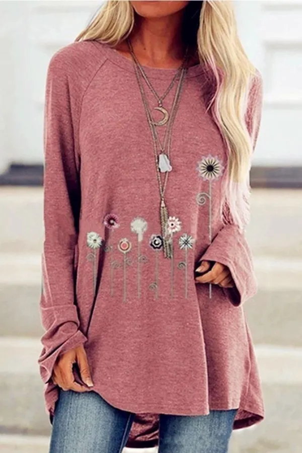 Floral Printing Casual Cotton Blouse