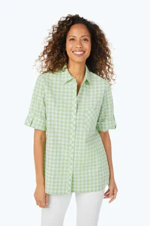 Foxcroft Gingham Blouse in Sweet Kiwi