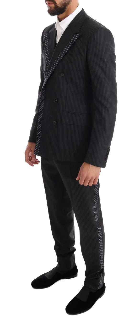 Gray Double Breasted 3 Piece Suit