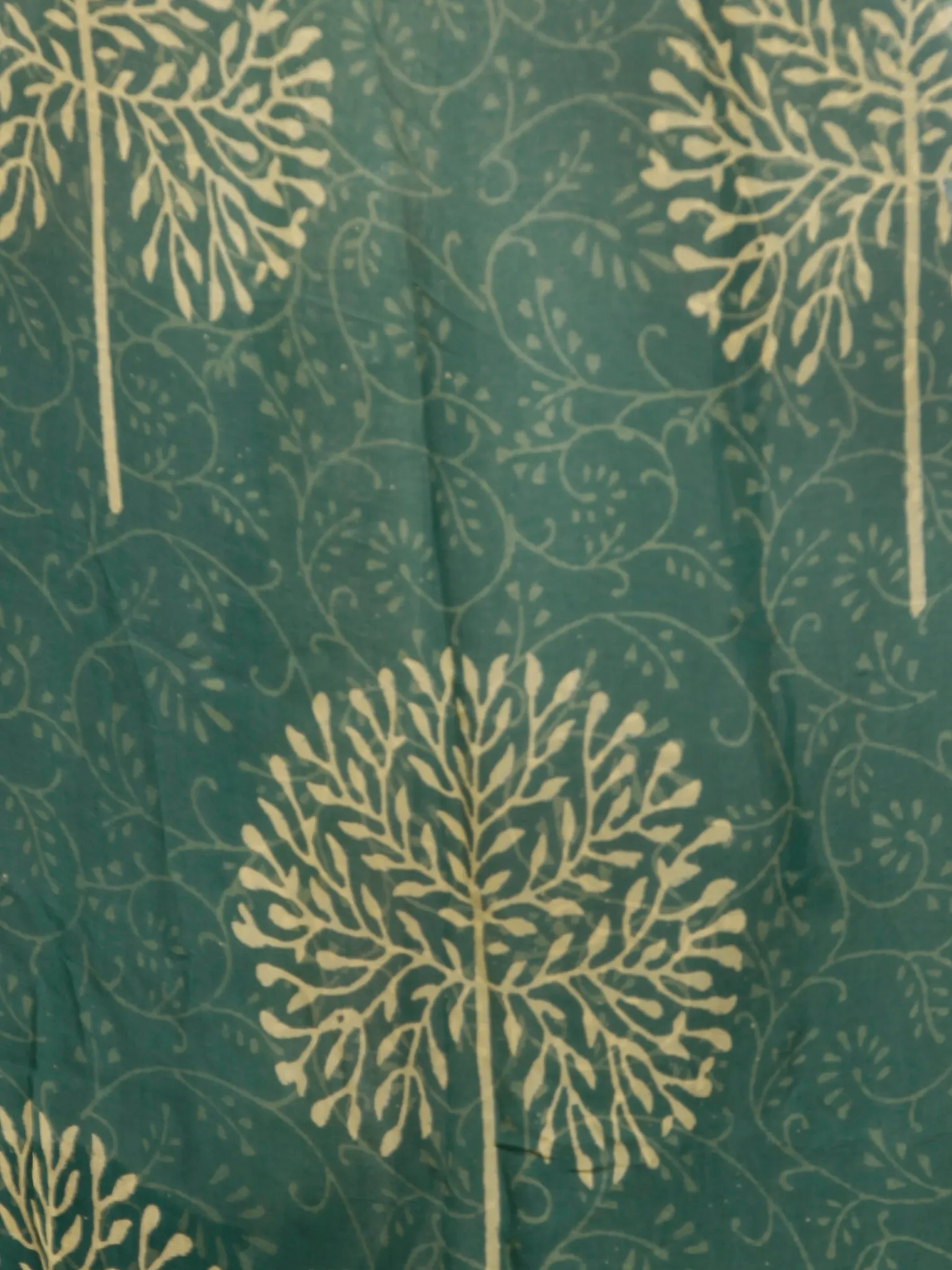 Green Yellow Hand Block Printed Chiffon Saree with Zari Border - S031703509