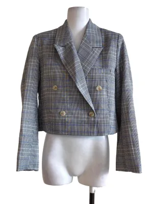 Grey Tartan Cropped Blazer