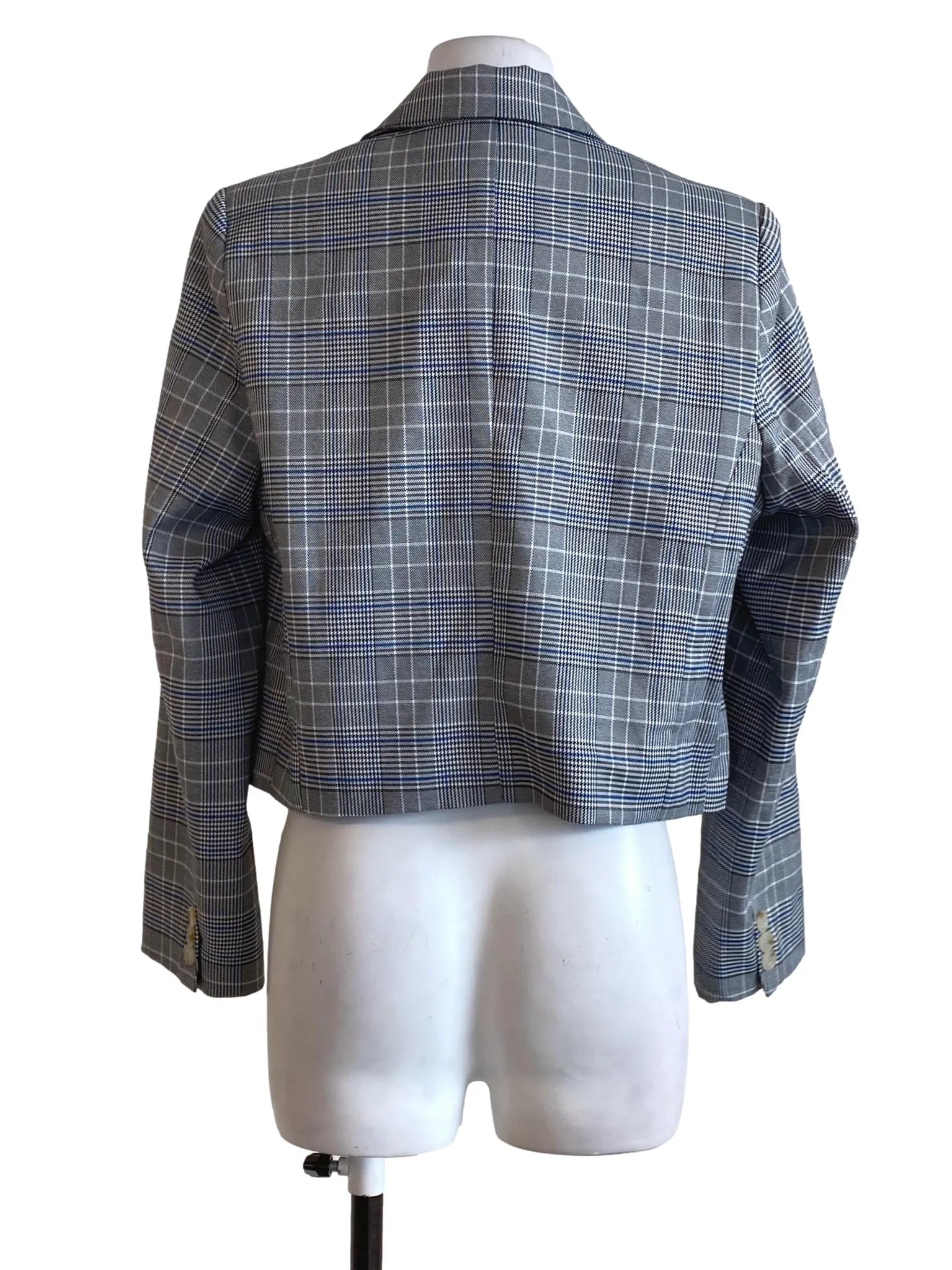 Grey Tartan Cropped Blazer