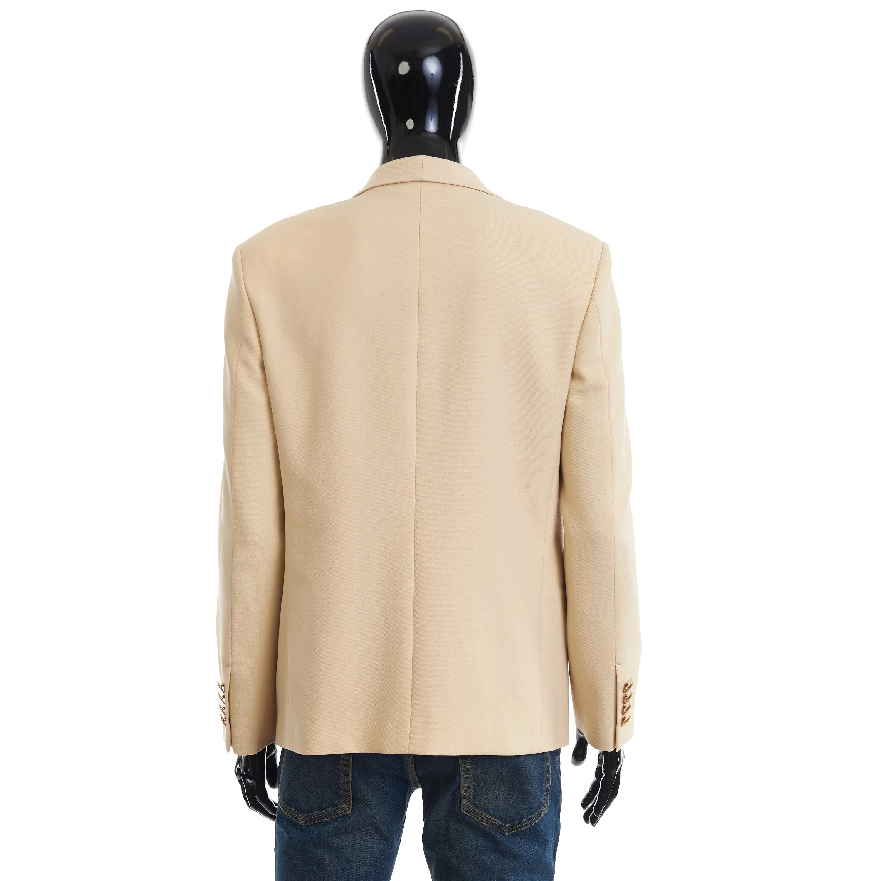 Gucci Single Breasted Logo Patch Blazer In Cream