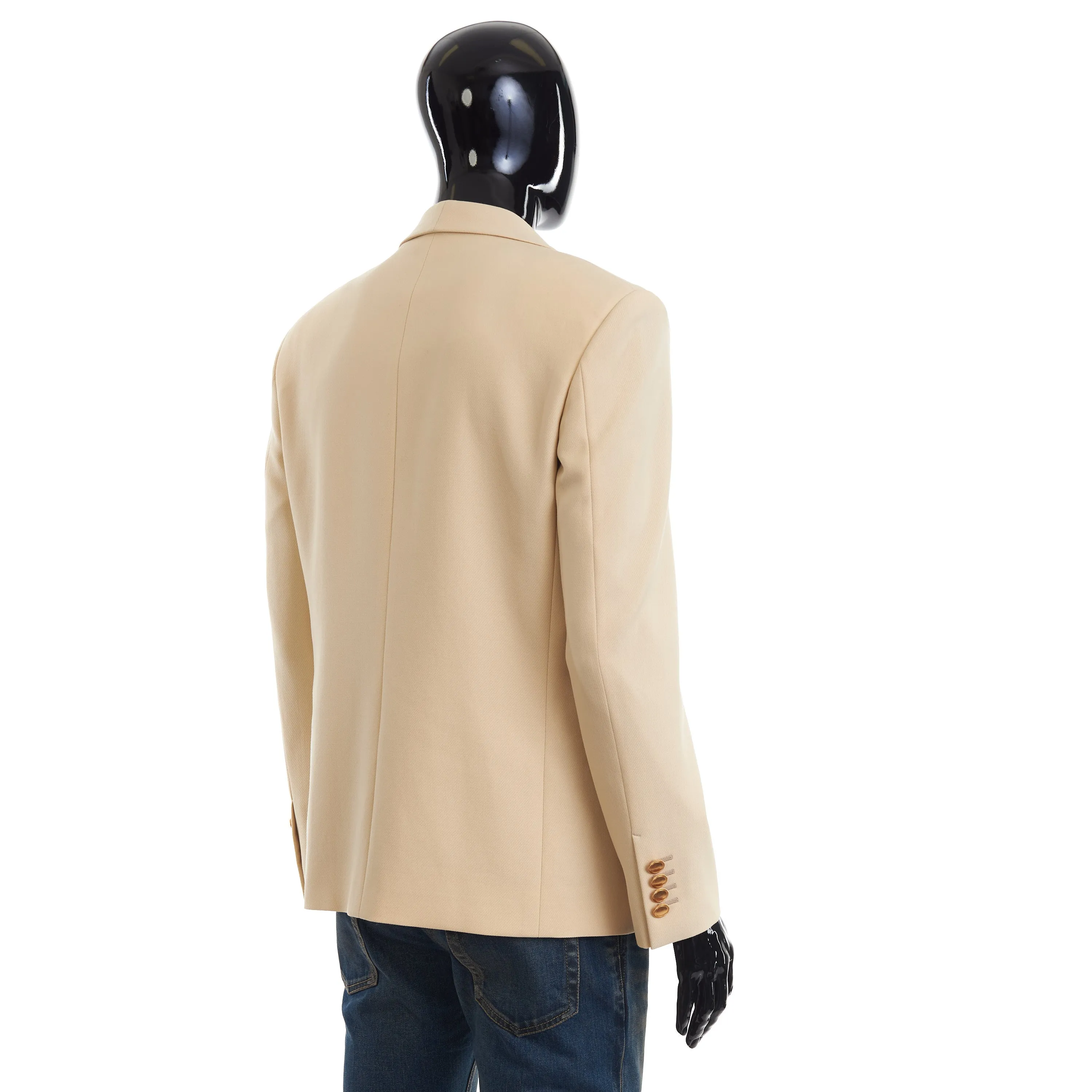 Gucci Single Breasted Logo Patch Blazer In Cream