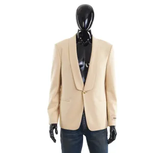 Gucci Single Breasted Logo Patch Blazer In Cream