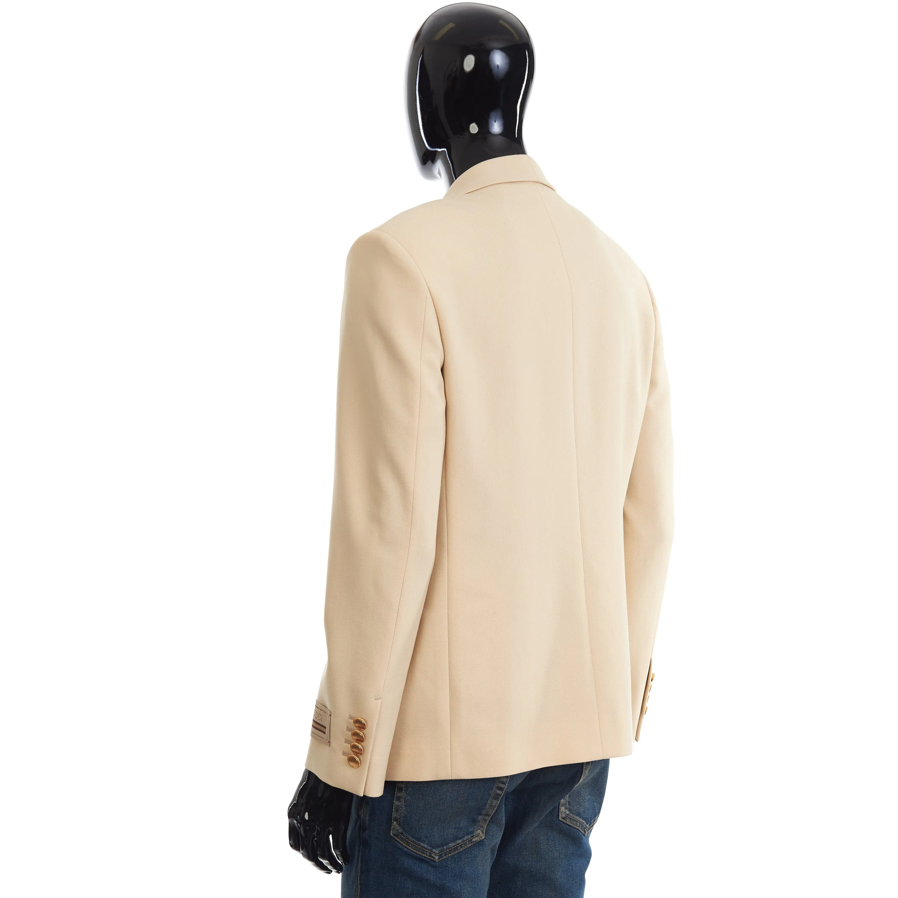 Gucci Single Breasted Logo Patch Blazer In Cream