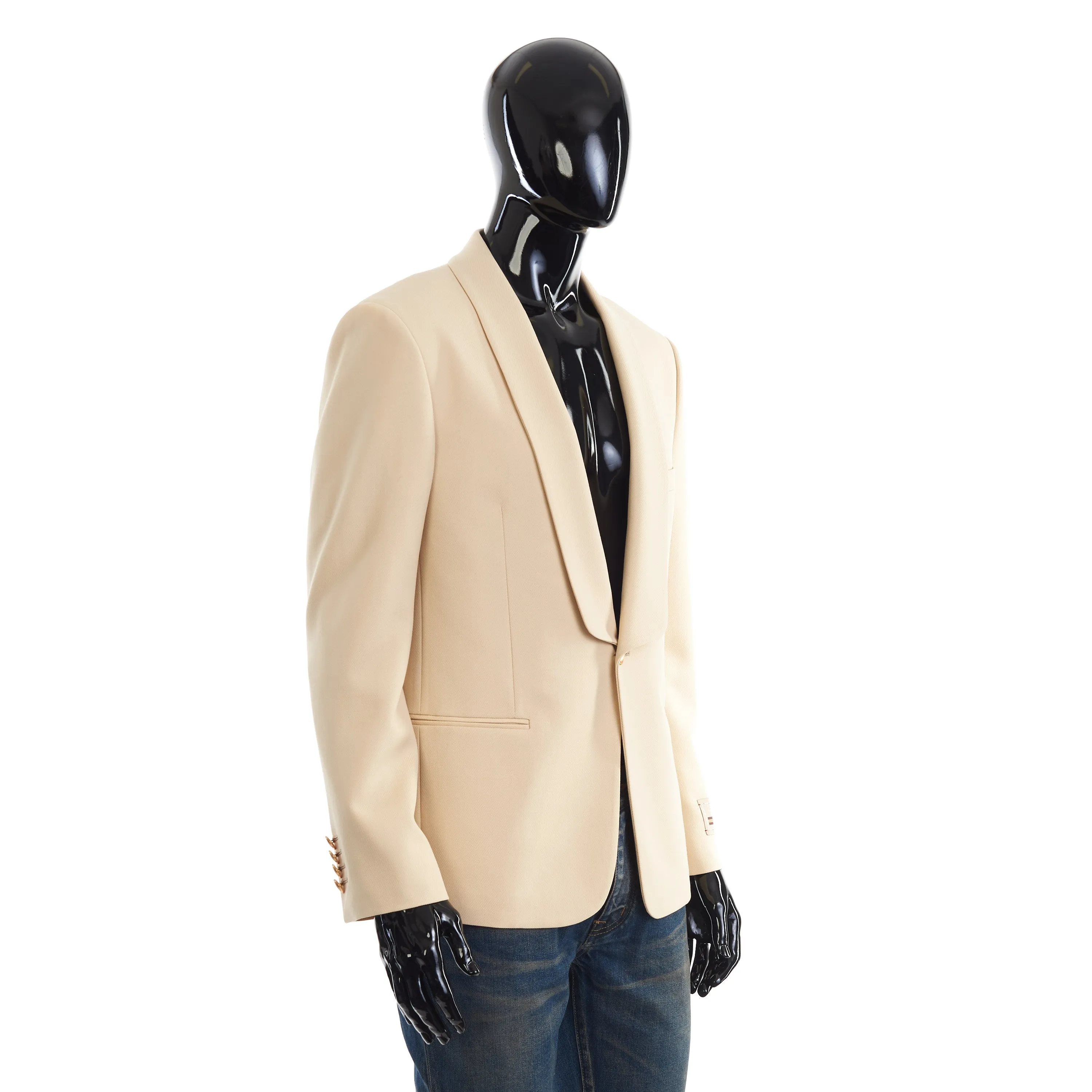 Gucci Single Breasted Logo Patch Blazer In Cream