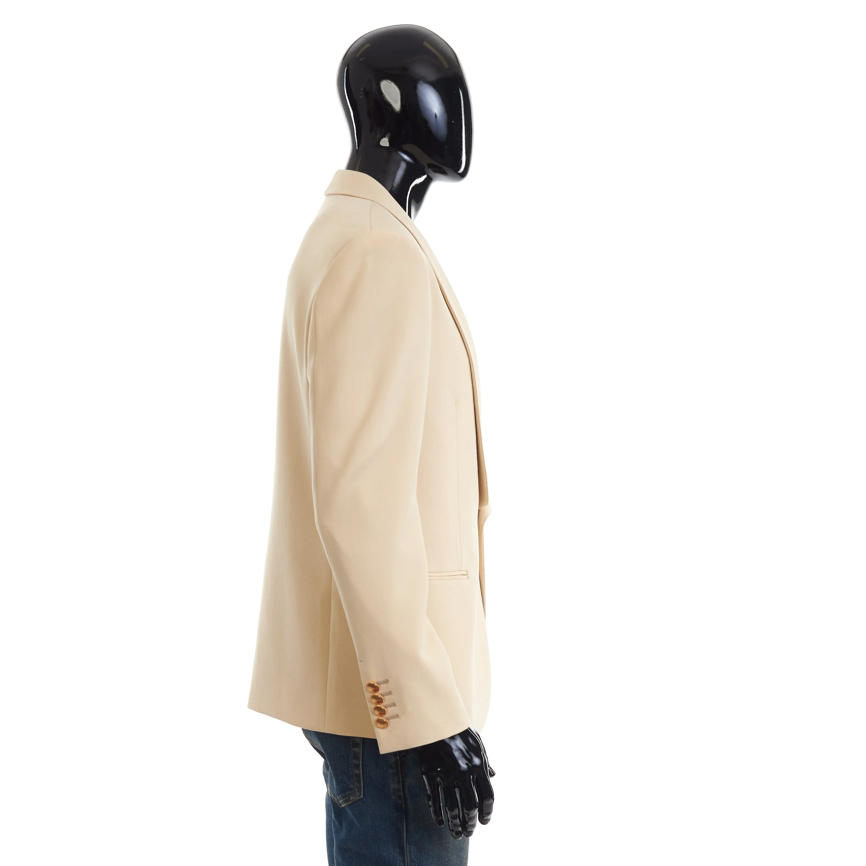 Gucci Single Breasted Logo Patch Blazer In Cream
