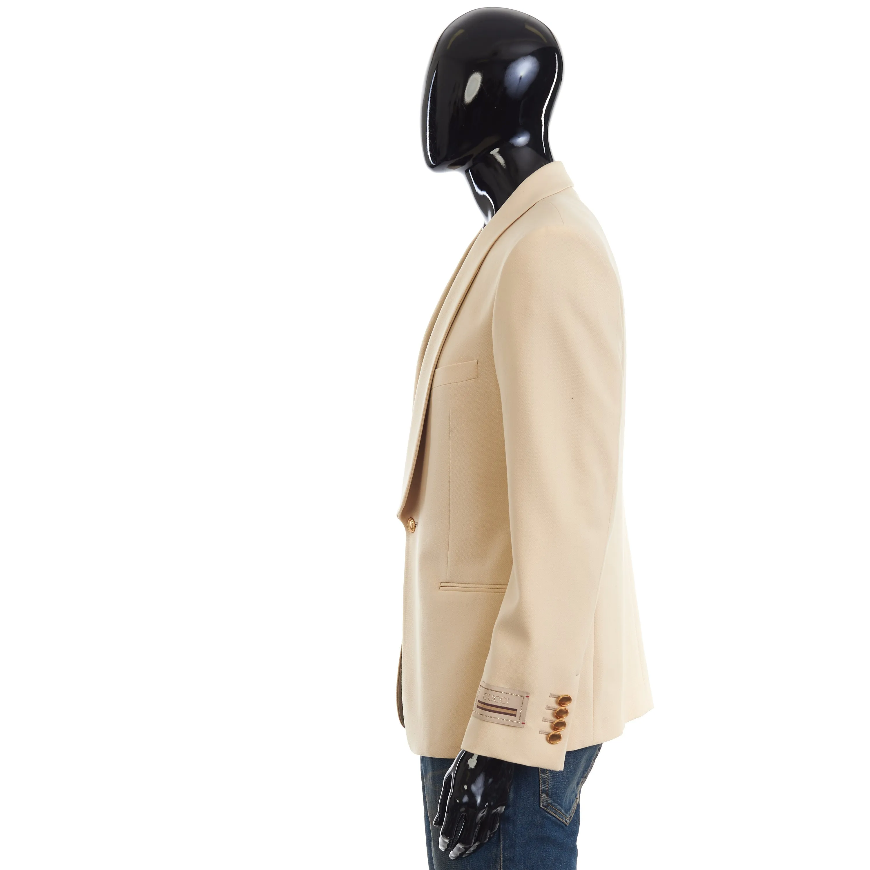 Gucci Single Breasted Logo Patch Blazer In Cream