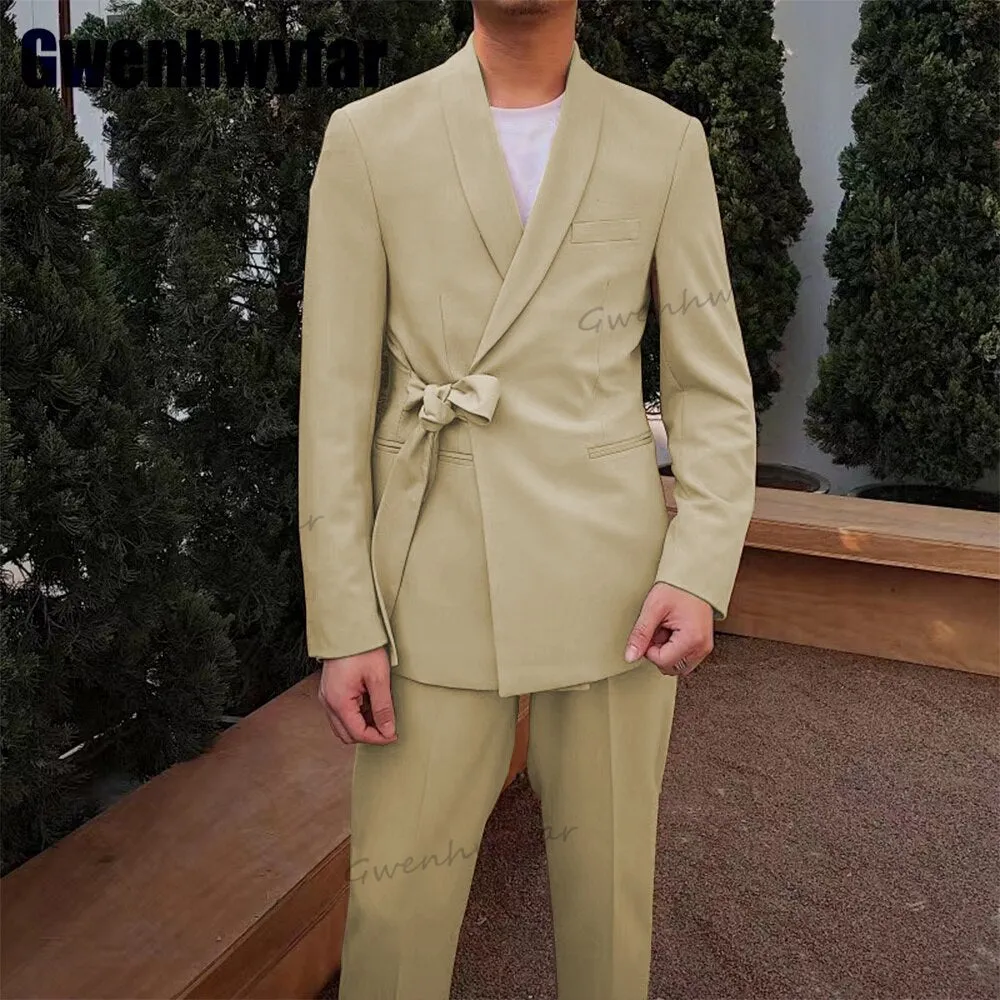 Gwenhwyfar Pink Fashion Men Suit 2 Pcs Blazer Sets Slim Fit Wedding Groomsmen Tuxedo Custom Made Party Prom Suit（Jacket Pants）